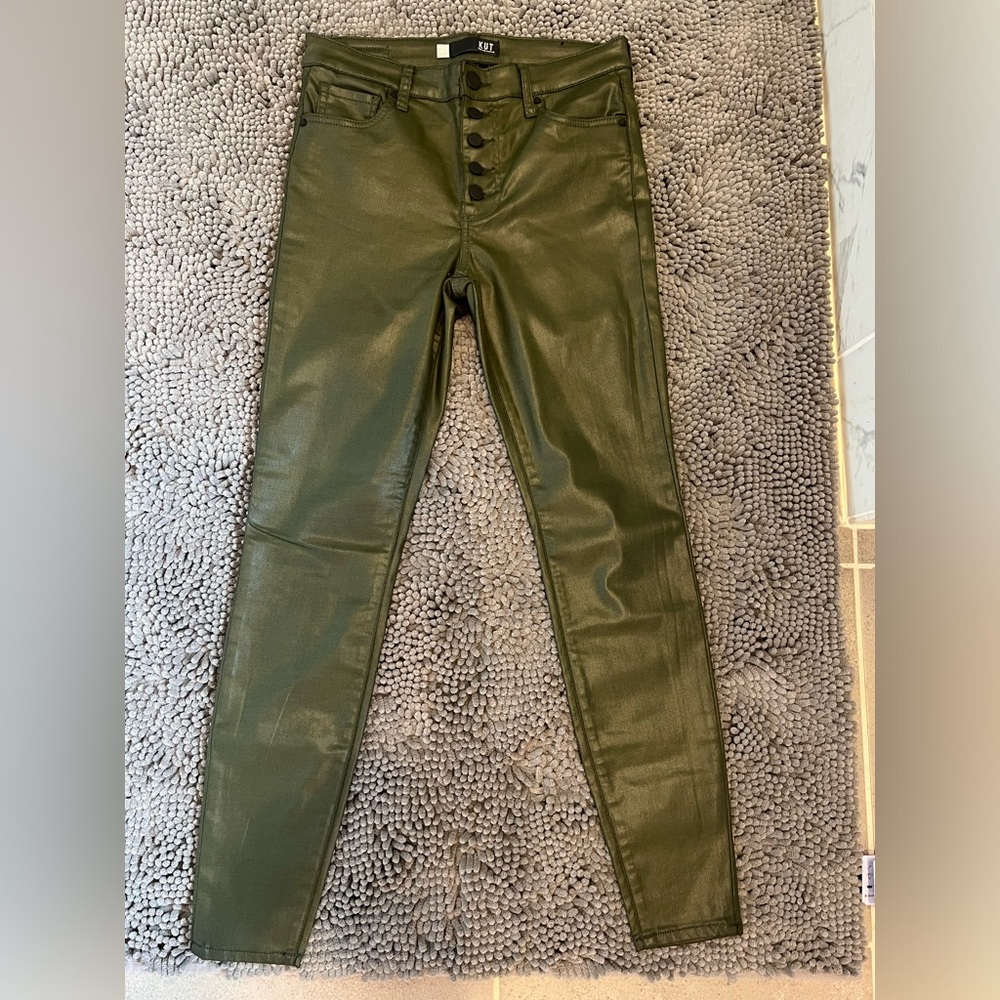 Kut waxed green jeans